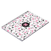 Carnet motif de football féminin noir rose (Côté gauche)