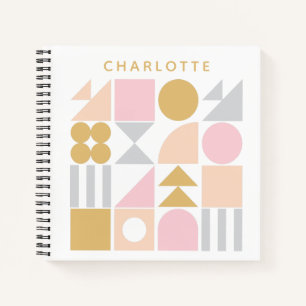 Carnet Motif de formes géométriques en rose et or Nom