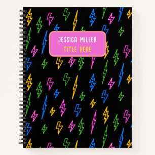 Carnet Motif de foudre Retro Neon des années 80