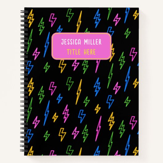 Carnet Motif de foudre Retro Neon des années 80 (Devant)