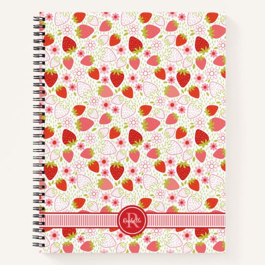 Carnet Motif de fraise de monogramme (Devant)