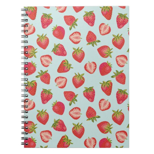 Carnet Motif de fraise d'été à la menthe et rouge (Devant)