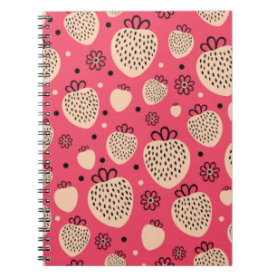 Carnet Motif de fraise rose : design doux et homogène