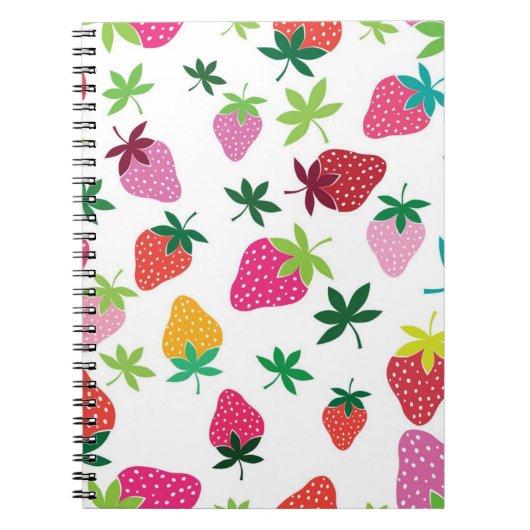 Carnet Motif de fraises (Devant)