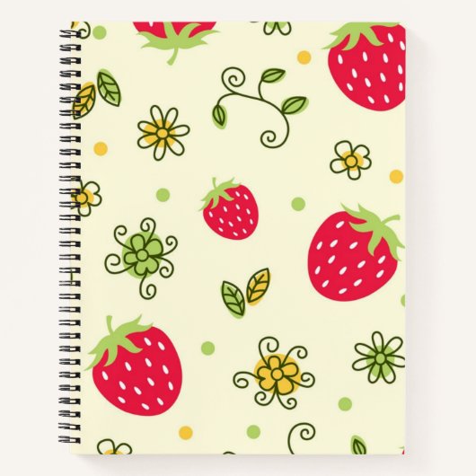 Carnet Motif de fraises (Devant)