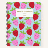 Carnet Motif de fraises mignon coloré Personnalisé (Devant)