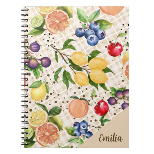 Carnet Motif de fruit monogrammé Joli Orange Marron (Devant)