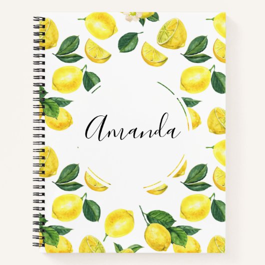 Carnet Motif de fruits aux citrons jaunes (Devant)