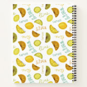 Carnet Motif de fruits citriques citron et lime (Dos)