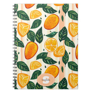 Carnet Motif de fruits d'agrumes avec Feuilles verts