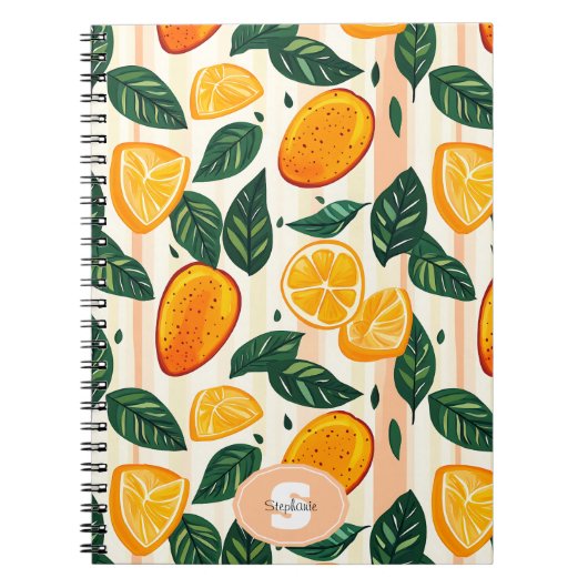 Carnet Motif de fruits d'agrumes avec Feuilles verts (Devant)