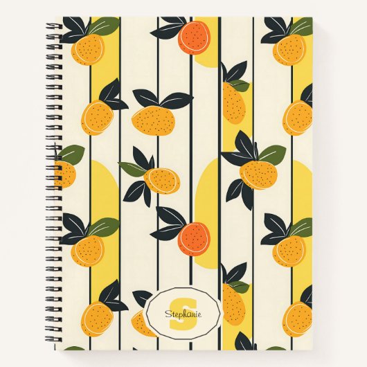 Carnet Motif de fruits d'agrumes avec Feuilles verts (2) (Devant)