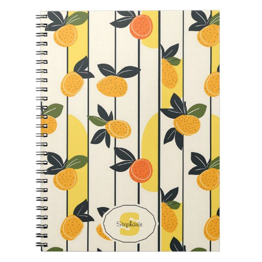 Carnet Motif de fruits d'agrumes avec Feuilles verts (2) (Devant)