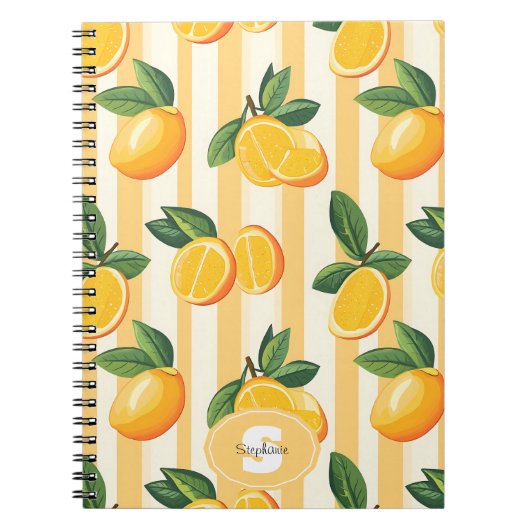 Carnet Motif de fruits d'agrumes avec Feuilles verts (3) (Devant)