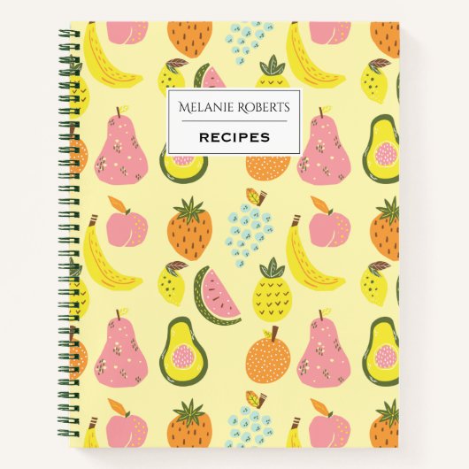 Carnet Motif de fruits tropicaux moderne Recette personna (Devant)