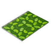 Carnet Motif de ginkgo sur fond vert foncé (Côté gauche)