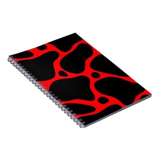 Carnet motif de girafe abstraite noire et rouge (Côté Droit)
