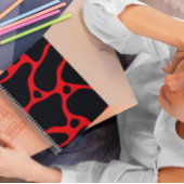 Carnet motif de girafe abstraite noire et rouge