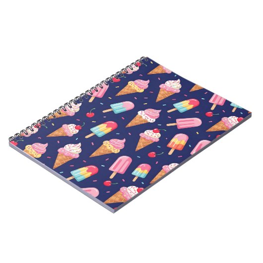 Carnet Motif de glace, popsicles et cerises (Côté gauche)
