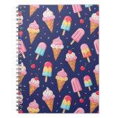 Carnet Motif de glace, popsicles et cerises (Devant)