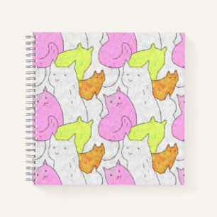 Carnet Motif de gribouillis de chats à l'aquarelle mignon