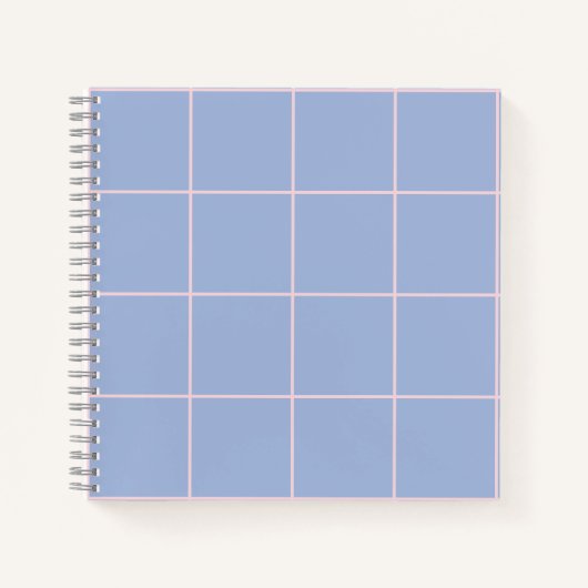 Carnet Motif de grille bleu clair et rose (Devant)