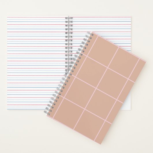 Carnet Motif de grille en beige chaud et damier minimal d (À l'intérieur)
