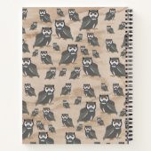 Carnet Motif de hibou & monogramme en bois rustique (Dos)