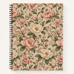 Carnet Motif de jardin de pivoine et de rose romantique v