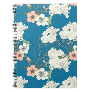Carnet Motif de jardin floral blanc