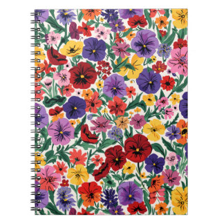 Carnet Motif de jardin floral de pensées printanières lum