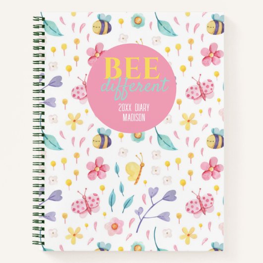 Carnet Motif de jolies abeilles | Citation abeille différ (Devant)