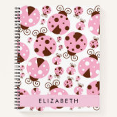 Carnet Motif De Ladybugs, Ladybugs Rose, Votre Nom (Devant)