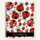 Carnet Motif De Ladybugs, Red Ladybugs, Votre Nom (Devant)