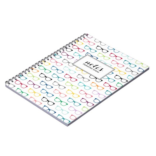 Carnet Motif de lunettes Nerd multicouleurs personnalisée (Côté gauche)