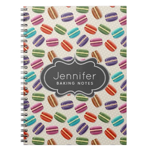 Carnet Motif de macarons colorés mignons avec des pois (Devant)
