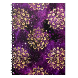 Carnet Motif de mandala Dharma de galaxie or et violet