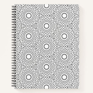 Carnet Motif de mandala géométrique noir et blanc moderne