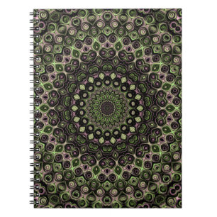 Carnet Motif de mandala kaléidoscope vert et noir