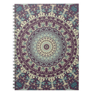 Carnet Motif de mandala violet sarcelle et crème