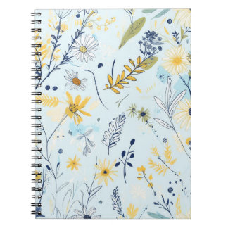 Carnet Motif de marguerite bleu et jaune