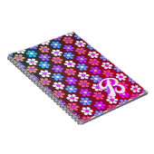 Carnet Motif de marguerite coloré Monogramme Rétro (Côté Droit)