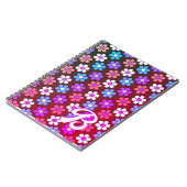 Carnet Motif de marguerite coloré Monogramme Rétro (Côté gauche)