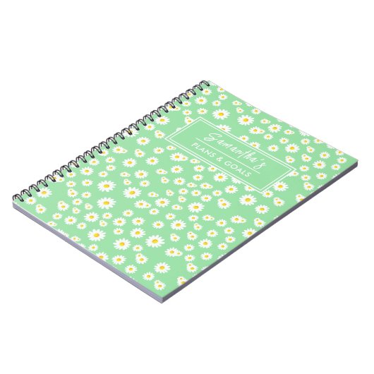 Carnet Motif de marguerites de printemps de Boho vert (Côté gauche)