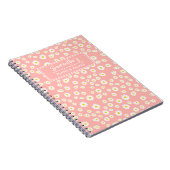 Carnet Motif de marguerites printanières rose corail bohè (Côté Droit)