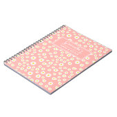 Carnet Motif de marguerites printanières rose corail bohè (Côté gauche)