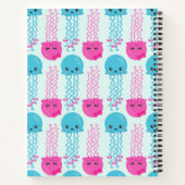 Carnet Motif de méduses, Mignonne méduse, Mer, Votre nom (Dos)