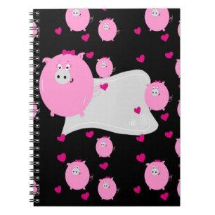 Carnet Motif de micro-cochon rose et noir le personnalise