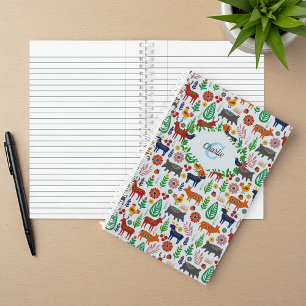 Carnet Motif de monogramme d'art populaire scandinave vin