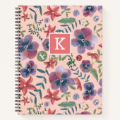Carnet Motif de monogramme floral rose mignon (Devant)